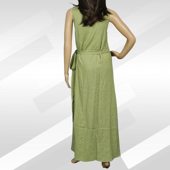 2/$50 Andie The Armona Maxi Wrap Dress Linen Ivy Green Size M - Picture 4 of 7